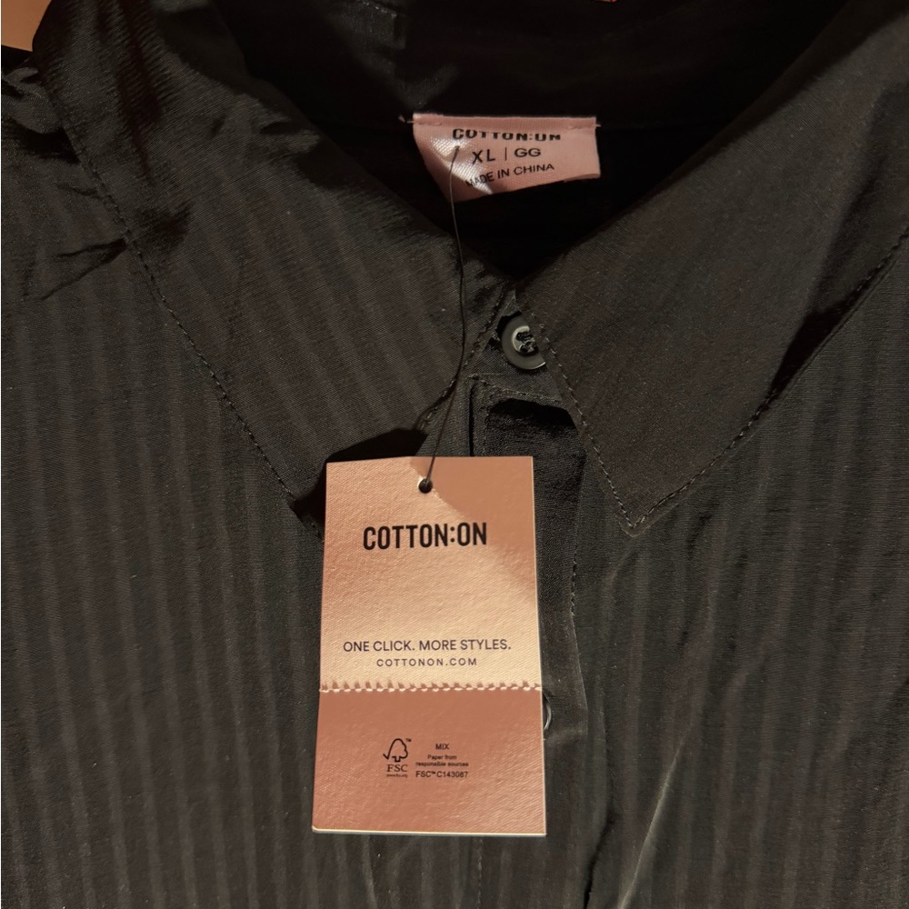 Cotton On Men's Dark Striped Button Down Shirt